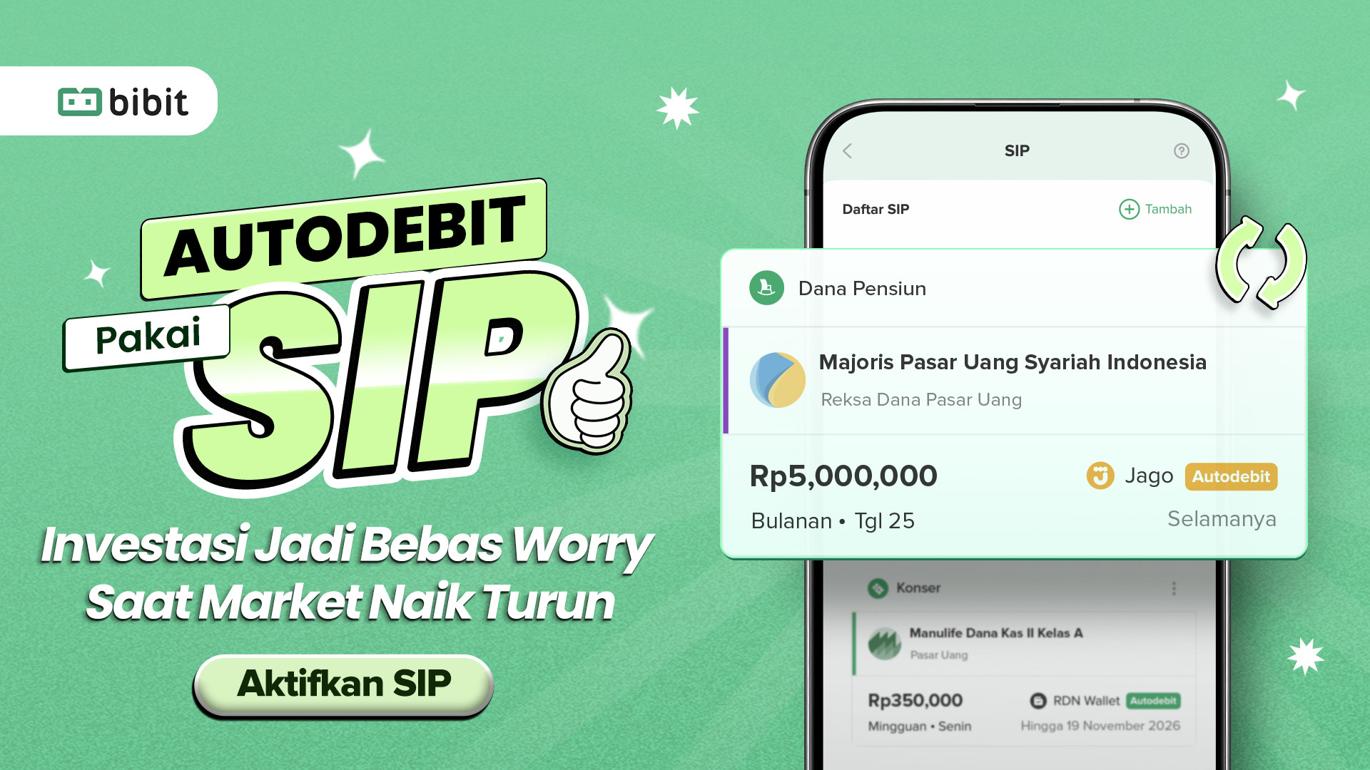 Aktifkan Autodebit Pakai SIP di Bibit!