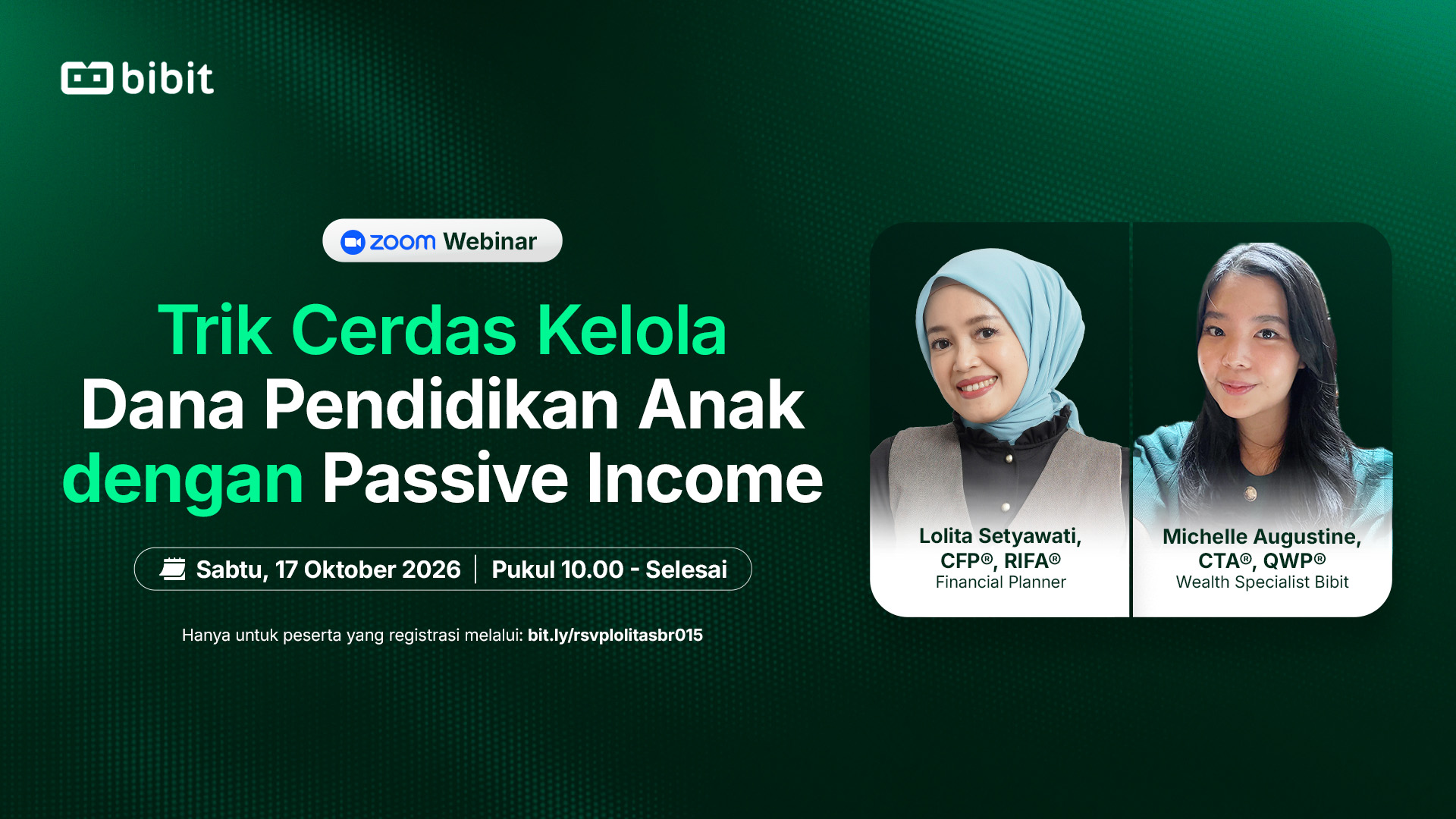 Bibit Webinar: Trik Cerdas Kelola Dana Pendidikan Anak dengan Passive Income